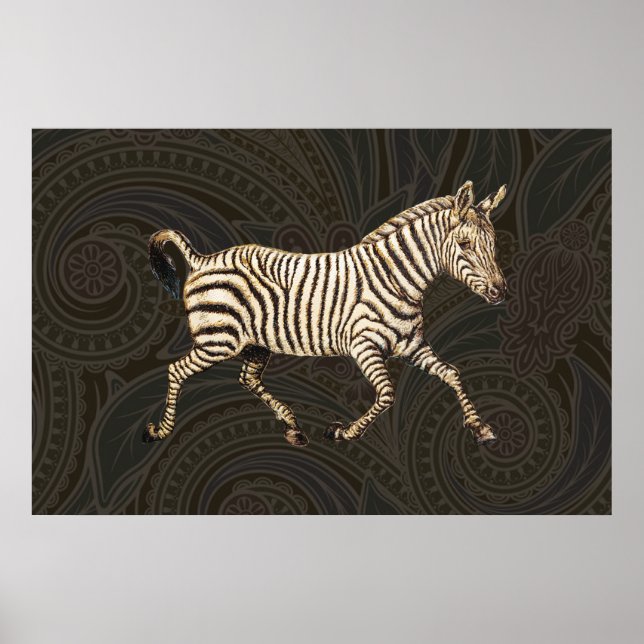 Pôster zebra de safra com design paisley (Frente)