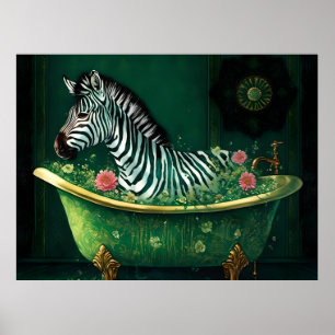 Poster Zebra divertida numa Banheira