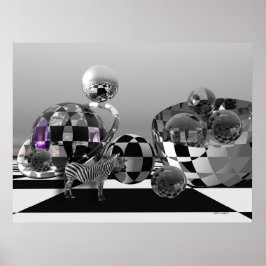 Poster Zebra em um mundo B&W de ficção científica