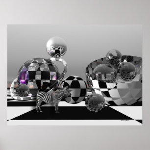 Poster Zebra em um mundo da ficção científica de B&W