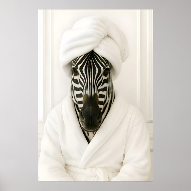 Poster Zebra engraçado na banheiro impressão, Zebra em ro (Frente)