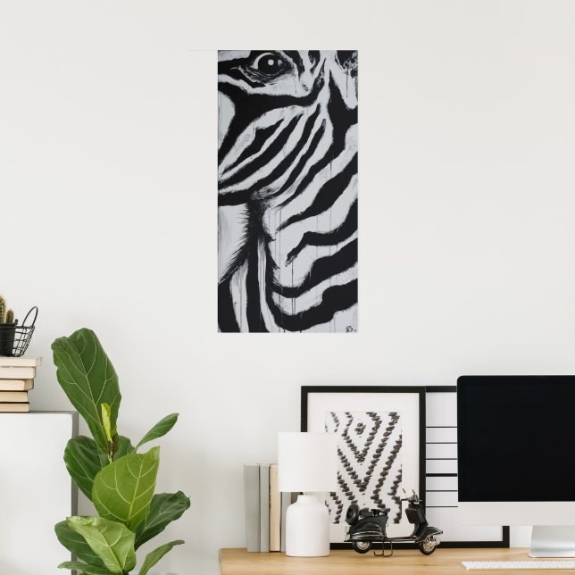 Poster Zebra Eye Wildlife African Plains Painting Art (Escritório em casa)