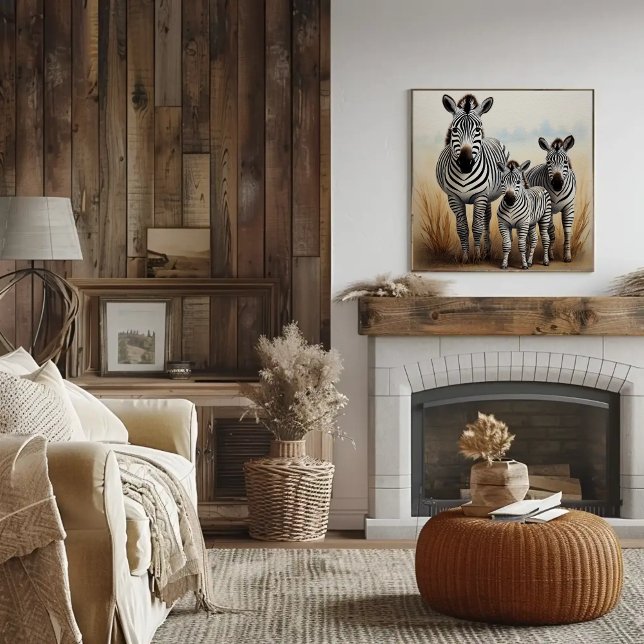 Poster Zebra Family Cute e Endearing Willife (Criador carregado)