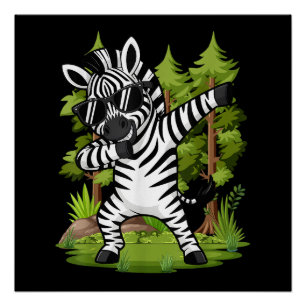 Pôster Zebra Fofo Dançando Dab Zebra Engraçado Animal