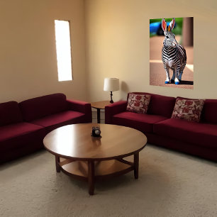 Poster Zebra Híbrida legal e adorável   Arte AI