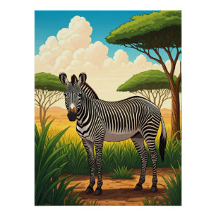 Pôster Zebra na Savana Africana