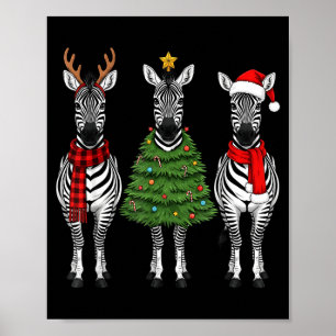 Poster Zebra Natal Retro Papai Noel Rena Safari Animal