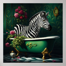 Poster Zebra numa Banheira
