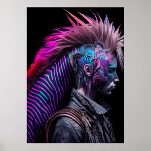 Poster Zebra Pink Mohawk - Arco-Íris Estranho