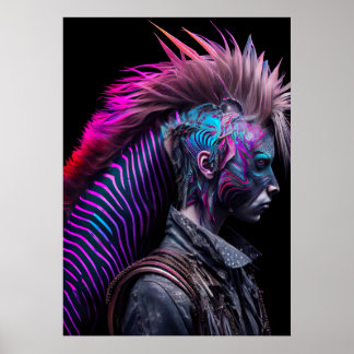 Poster Zebra Pink Mohawk - Arco-Íris Estranho