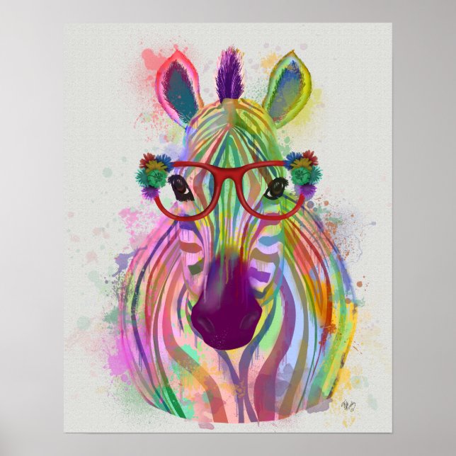 Poster Zebra Rainbow Splash (Frente)