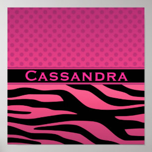 Pôster Zebra rosa e Bolinhas