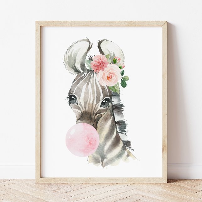 Poster Zebra, Selva, Chiclete Rosa, Quarto de Menina (Criador carregado)