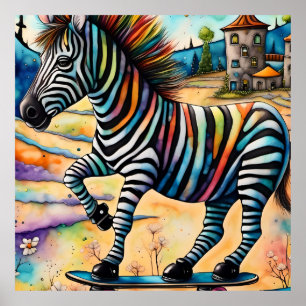 Poster Zebra skate