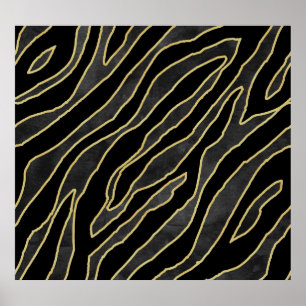 Poster Zebra Stripes: Abstrato Monocromo Sem Costura.