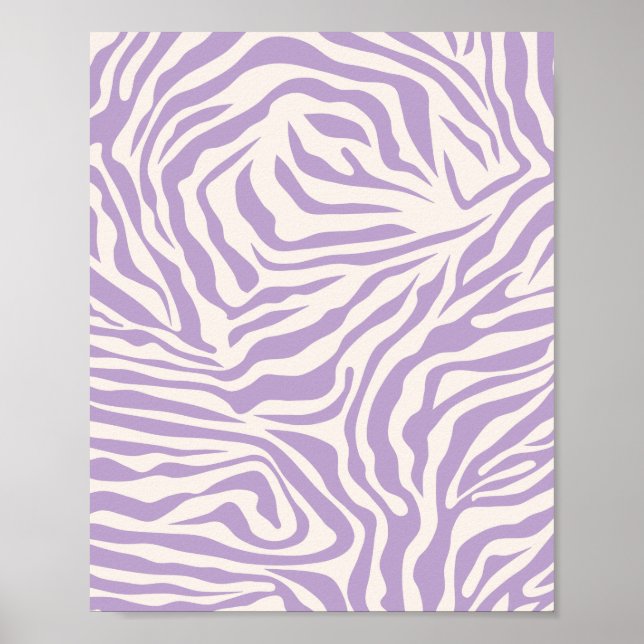 Poster Zebra Stripes Preppy Purple Animal Print (Frente)