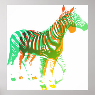 Poster Zebras - Verde e Laranja