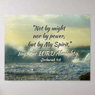 Poster Zechariah 4:6 Não pelo poder nem pelo poder, Bíb