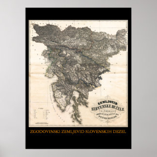Pôster Zemljovid Slovenske dezele em pokrajin