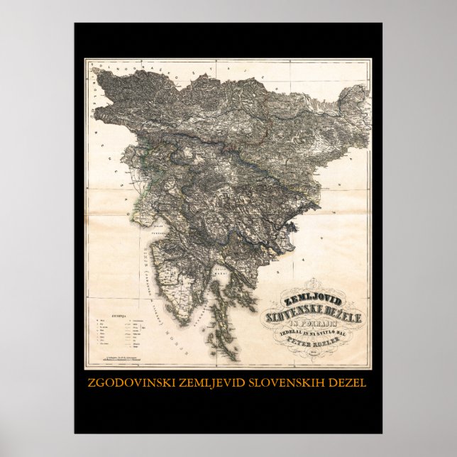 Pôster Zemljovid Slovenske dezele em pokrajin (Frente)