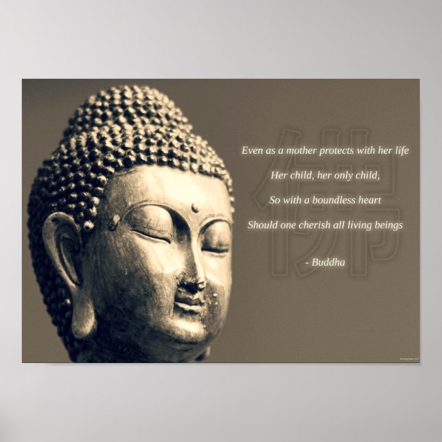 Poster Zen Buddha Cherish Mãe Citação Inspiradora (Frente)