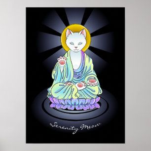 Pôster Zen Buddhist Serenity Meow Cat