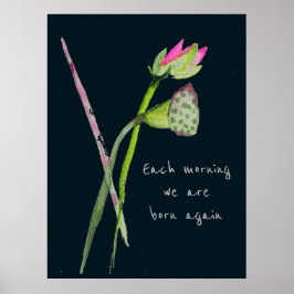 Poster Zen cita nascer novamente rosa lotus inspiração