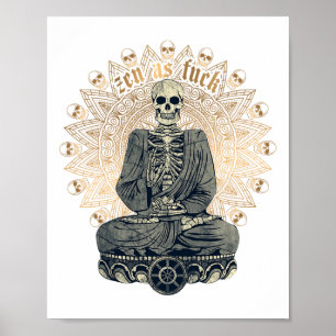 Poster Zen Como Divertido Budista Yoga Esqueleto Meditaçã