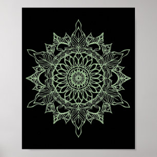Poster Zen Crescer Linha Arte Mandala Botânica Pacífica