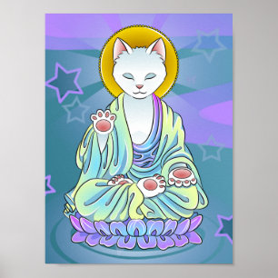 Poster Zen de Buddha do gato do Meow da serenidade