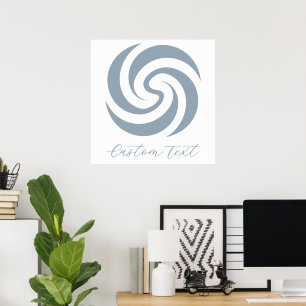 Poster Zen Espiral Vintage Mineral Azul com Texto Persona