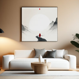 Pôster Zen Monk Path Wall Art - Decor de Tinta Minimalist