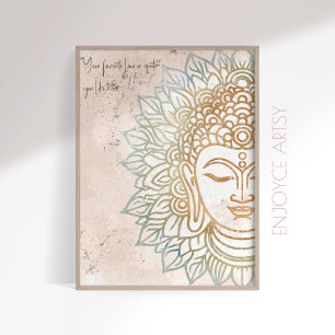 Poster Zen neatral tonts gold buddha yoga amante arte de 