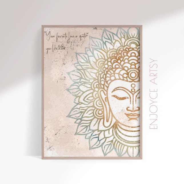 Poster Zen neatral tonts gold buddha yoga amante arte de  (Criador carregado)