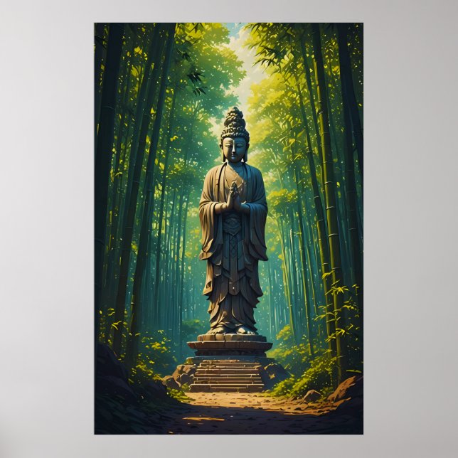 Poster Zen no Bosque de Bambu (Frente)