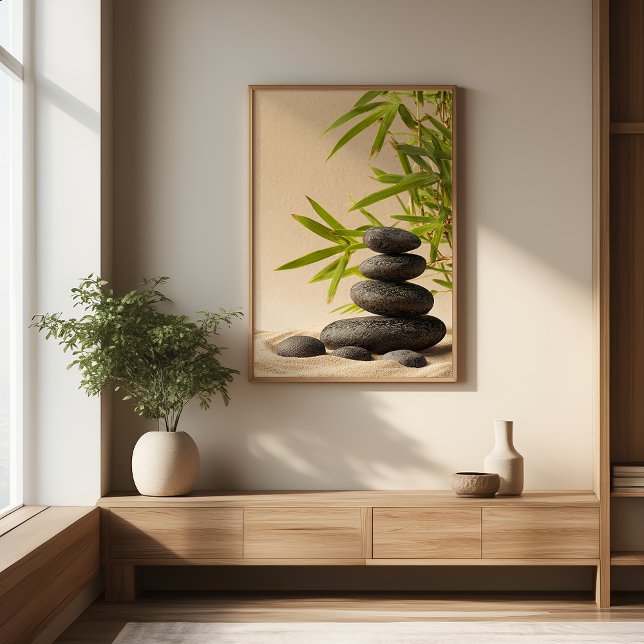Pôster Zen Stone Stack - Minimal Japandi Wall Art Print (Criador carregado)