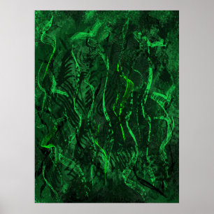 Poster Zen Tones Verdes Calmantes Arte Abstrata de Parede