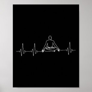 Poster Zen Yoga E Meditação Batimento Cardíaco Com Cross-