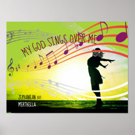 Poster Zeph 3:17 MEU DEUS CITA SOBRE MIM VERDE Personaliz