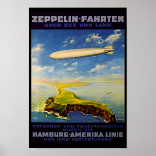 Pôster Zeppelin Trips ~ Over Sea and Land