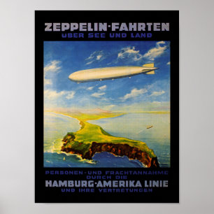Pôster Zeppelin Trips ~ Over Sea and Land