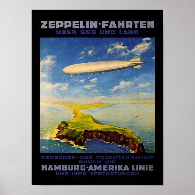 Pôster Zeppelin Trips ~ Over Sea and Land (Frente)