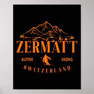 Poster Zermatt Alpes Suíços Esqui Alpino Suíça Montanha