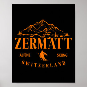 Poster Zermatt Alpes Suíços Esqui Alpino Suíça Monte
