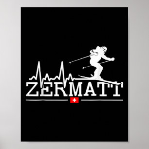 Poster Zermatt Batimento Cardíaco Esqui Alpino Alpes Suíç