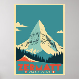 Poster Zermatt,Matterhorn,Suiça,Poster de Esqui