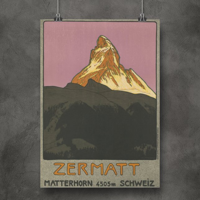 Poster Zermatt Matterhorn Vintage - Suiça (Zermatt Matterhorn Vintage Switzerland Vintage Ski Poster perfect gift for ski lovers and vintage)