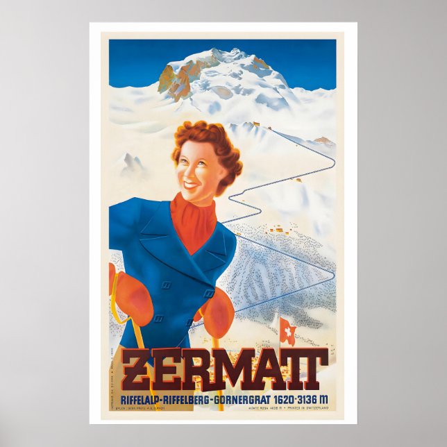 Poster Zermatt Riffelalp Riffelberg Gornergrat (Frente)