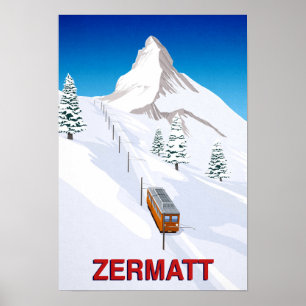 Poster Zermatt SwiSuíça Ski Train