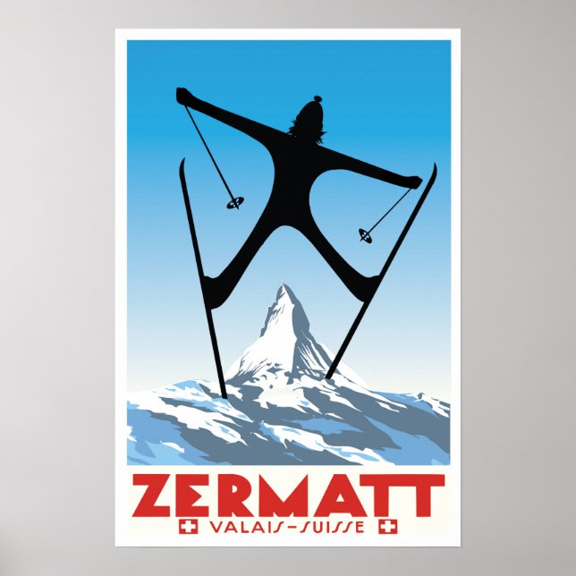 Poster Zermatt,Valais,Suisse,Ski (Frente)